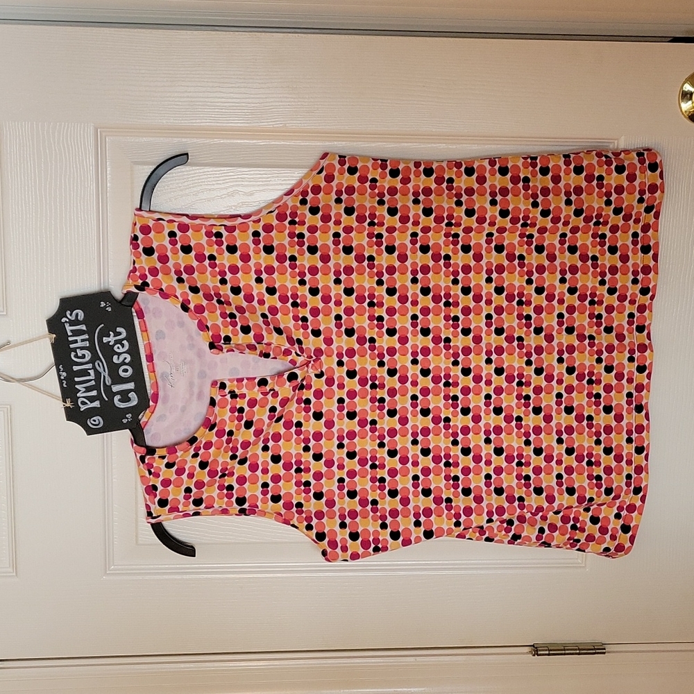 Kim Rogers Sleeveless Polka Dot Top XL V-neck